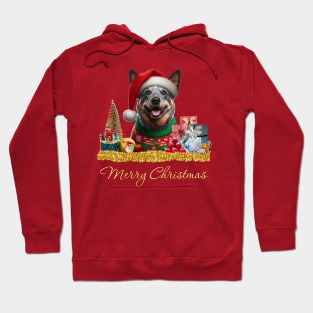 Merry Christmas Australian Cattle Dog Hoodie by The Artful Barker